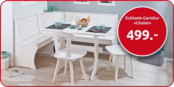 Eckbank-Garnitur «Chalet», weiss