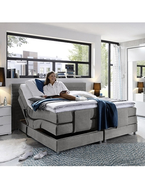Elektrisches Boxspringbett «Elisande», 160 x 200 cm, grau