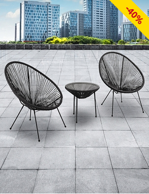 3-teiliges Gartenset «Egg», schwarz