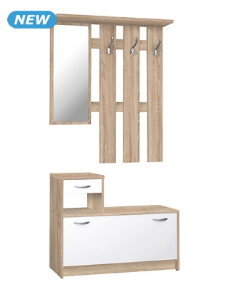 Eingangsmöbel «Henric», L 100 x B 25 x H 180 cm, Dekor eiche/weiss