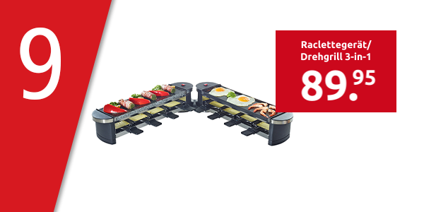 Raclettegerät/Drehgrill 3-in-1