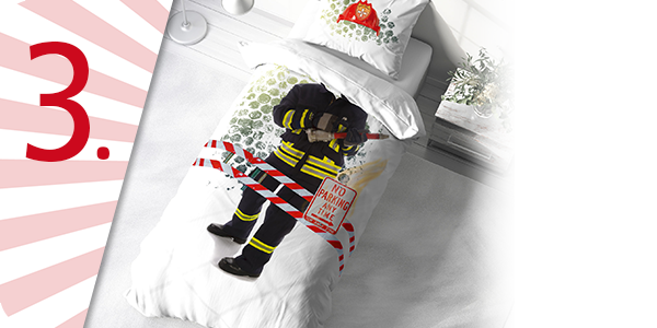 Garnitur «Feuerwehrmann», Duvetanzug 160 x 210 cm + Pfulmenanzug 65 x 100 cm