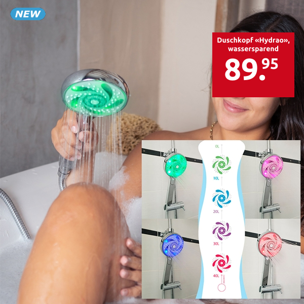 Duschkopf «Hydrao», wassersparend, ohne Batterie, mit Timer