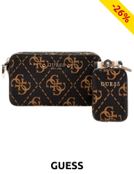 GUESS Mini-Umhängetasche «Julie», braun, mit Pochette