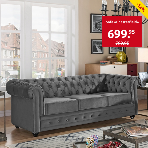 Sofa «Chesterfield», grau