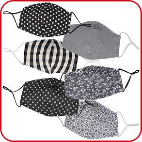 Mund-Nasen-Schutz aus Stoff, 6-er Set, schwarz & weiss