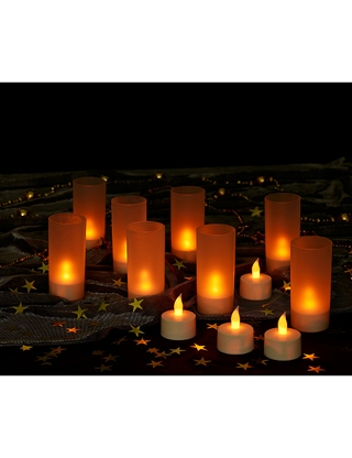 LED-Kerzen mit Ladegerät, 12 Stück