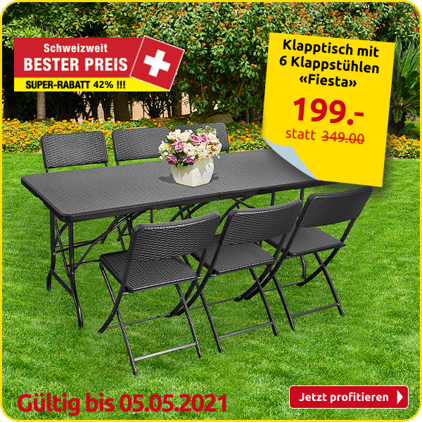Klapptisch mit 6 Klappstühlen «Fiesta»