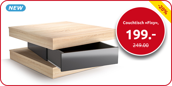 Couchtisch «Fixy», 80 x 80 cm, Dekor holz/schwarz glänzend