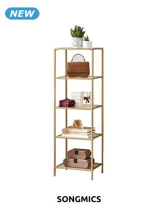 SONGMICS Regal «Crista Gold», B 40 x H 124,5 x T 30 cm, goldfarben