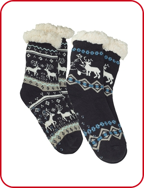 Socken mit Wintermotiv, 2er-Pack, schwarz/bunt