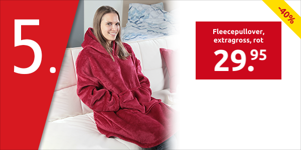 Fleecepullover, extragross, rot