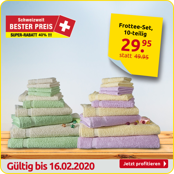 Frottee-Set, 10-teilig in Grün/Natur