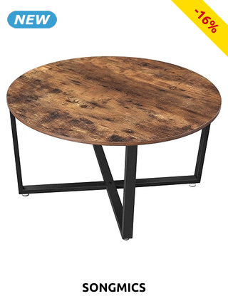 SONGMICS Couchtisch «Mia», Ø 88 x H 47 cm, braun/schwarz