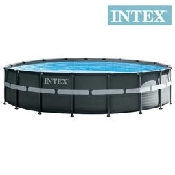 Aufstellpool Framepool-Set Intex Ultra Rondo XTR rund Ø 549x132 cm inkl. Sandfilteranlage, Leiter & Verrohrung grau