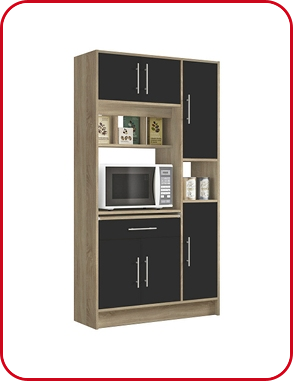 Mikrowellenmöbel «Louise», B 91,5 cm x H 180 cm, schwarz/braun