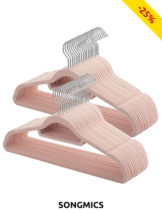 Songmics Kleiderbügel mit Samt, 50 Stück, hellrosa