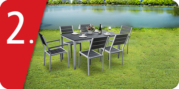 Set de jardin «Cancun», 7 pièces, blanc/ gris