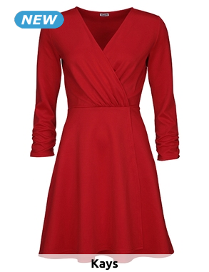 Kleid in Wickeloptik, Stretch, rot