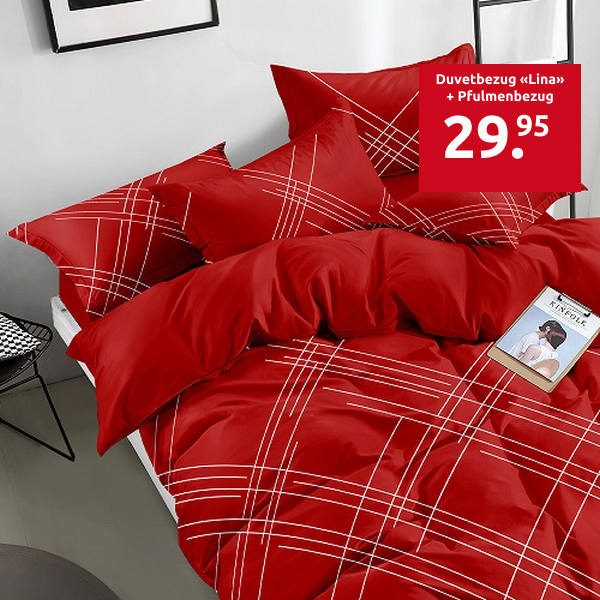 Duvetbezug «Lina» 160 x 210 cm + Pfulmenbezug 65 x 100 cm, rot