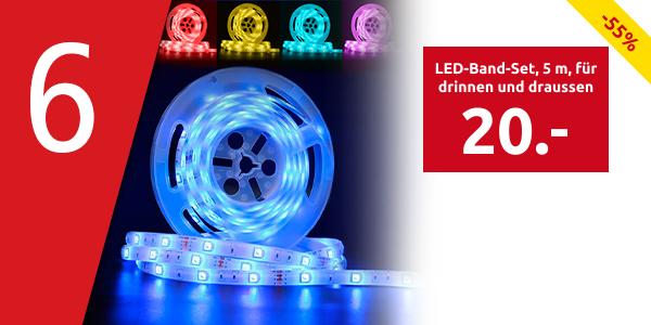 LED-Band-Set, 5 m, für drinnen und draussen