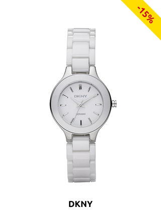 DNKY Damenuhr mit Keramikarmband, silberfarben/weiss