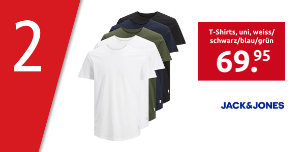 JACK&JONES T-Shirts, uni, weiss/schwarz/blau/grün