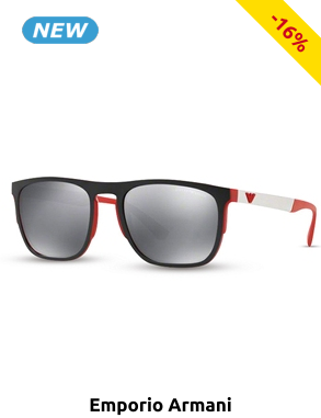EMPORIO ARMANI Sonnenbrille, für Herren, rot und weiss mit grauen Gläsern