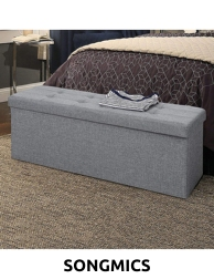 SONGMICS Faltbare Sitzbank mit Leinenbezug