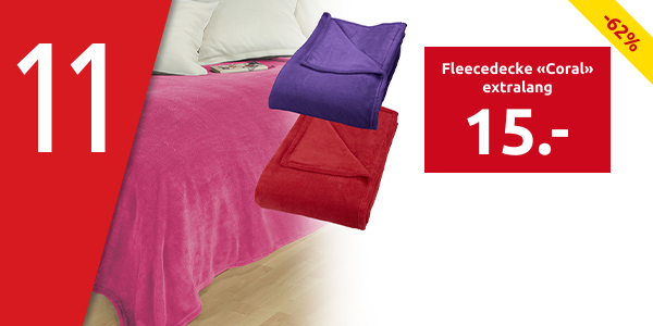 Fleecedecke «Coral» extralang, 220 x 240 cm, fuchsia