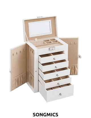 SONGMICS Schmuckkasten, 6 Ebenen, 15,6x26x32 cm