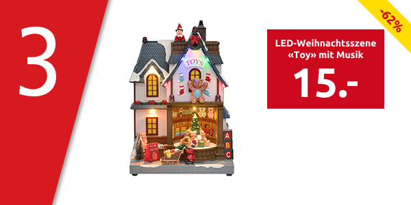 LED-Weihnachtsszene «Toy» mit Musik, 18 x 12,5 x 26,5 cm