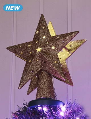 Tannenbaumspitze «Stern», 2-in-1, mit statischem LED-Projektor