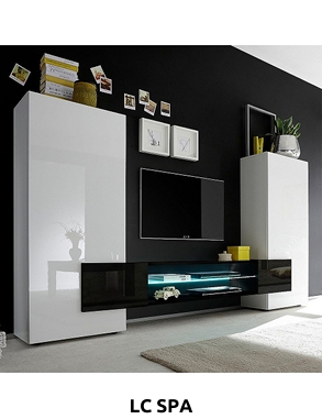 Wohnwand «Bahamas», weiss/schwarz