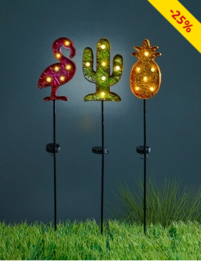 LED Solarlampen-Sticks, 3 Stück