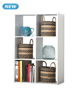 Vertikales Regal «JURG6», 6 Nischen, B 61,5 x H 91,5 x T 29,5 cm, weiss