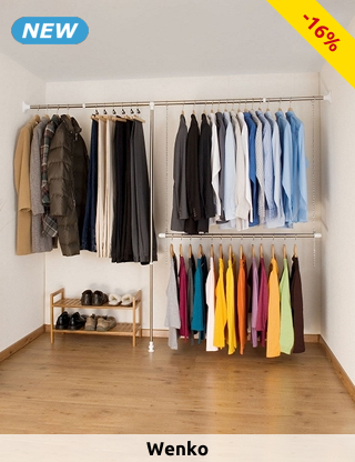 WENKO Ausziehbarer Kleiderständer, silberfarben/weiss