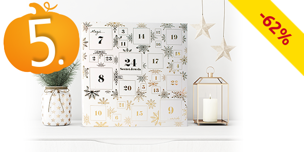 Adventskalender mit Schmuck, weiss/goldfarben