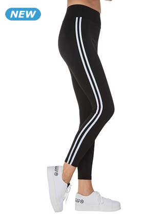 Leggings mit Seitenlinien, schwarz