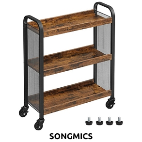 SONGMICS Servierboy «Rustic 2», B 66 x H 85 x T 29 cm, braun/schwarz