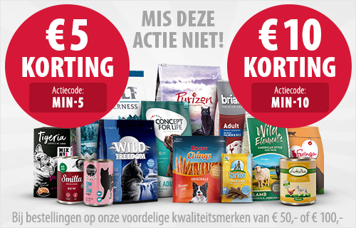 Bespaar € 5,- of € 10,- op al onze voordelige kwaliteitsmerken (muv van Zoolove)!