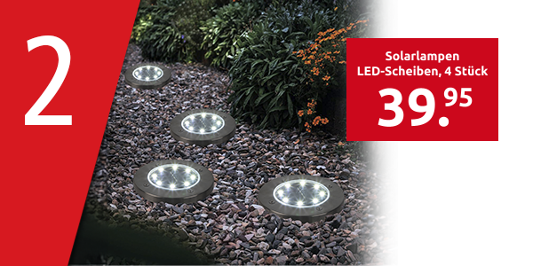 Solarlampen LED-Scheiben, 4 Stück