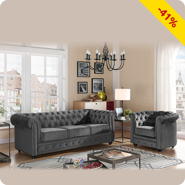 Sessel «Chesterfield», grau
