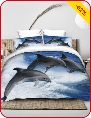 Duvetanzug «Delfine» 200 x 210 cm + 2 Kissenanzüge 65 x 65 cm