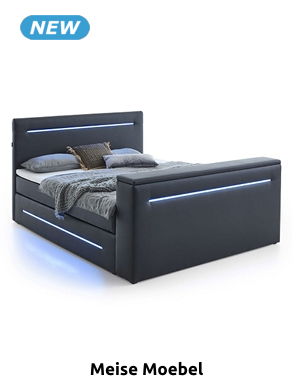 Lit Boxspring «Petter» 180 x 200 cm, avec LED & ports USB