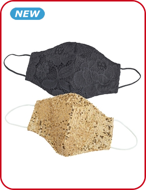 Mund-, Nasen-Schutz aus Stoff, Pailletten und Spitze, 2er-Set