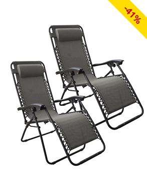 Relax-Stuhl «Charly», 2 Stück,  B 110 x H 45 x T 90 cm, grau