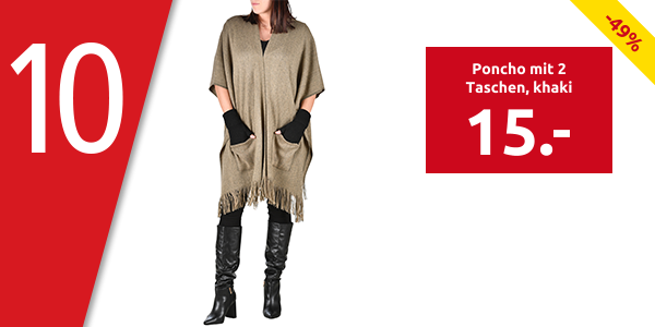 Poncho mit 2 Taschen, khaki