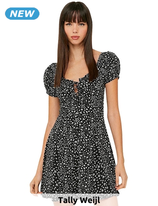 Tally Weijl geblümtes Kleid, schwarz/weiss