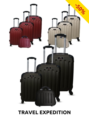 TRAVEL EXPEDITION Kofferset «Star», 4-teilig, H 57/67/77 cm, light, schwarz